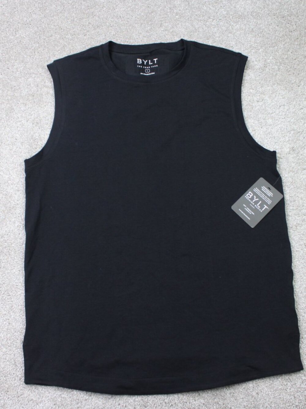 BYLT The Zone Tank Top NWT Mens Large Black Sleeveless Wrinkle Free Athletic Fit